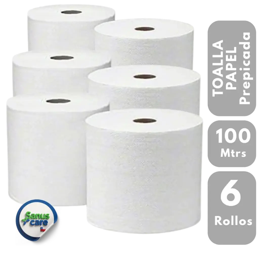 [TPP-010006] TOALLA PAPEL PREPICADA PACK 6 UNIDADES 100 mtrs